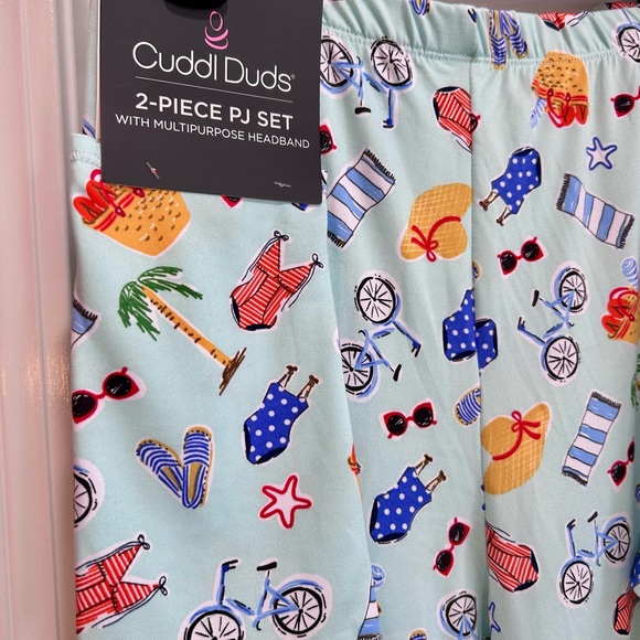 Cuddl Duds Womens Pajama Set - Light Blue with Multicolor Print NWT - Picture 4 of 11